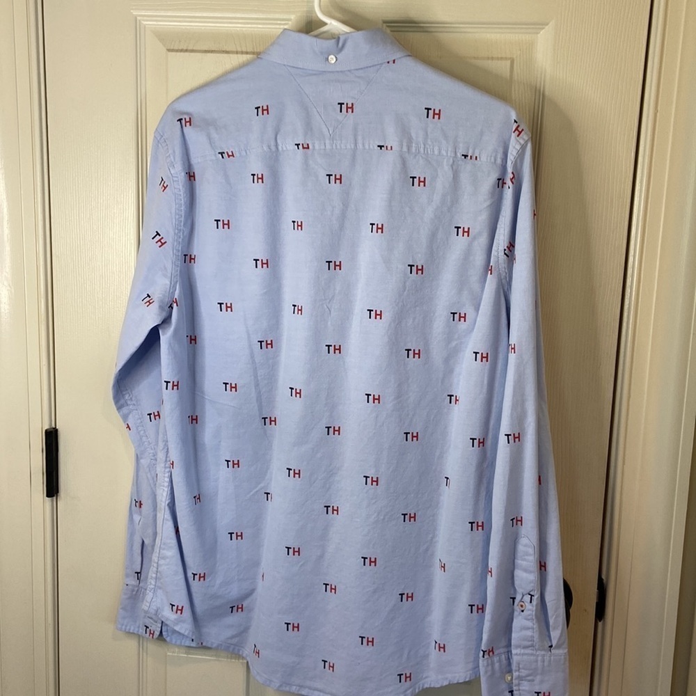 Tommy Hilfiger blue button down shirt slim fit - Picture 4 of 5